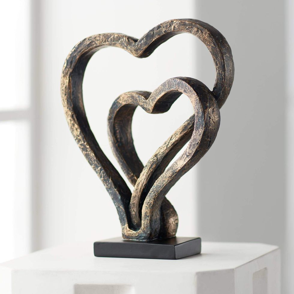 Bronze Interlocking Hearts Sculpture 