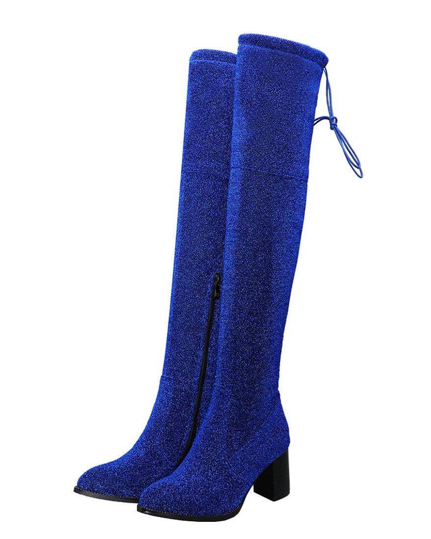 Sparkly Thigh High Heel Boots