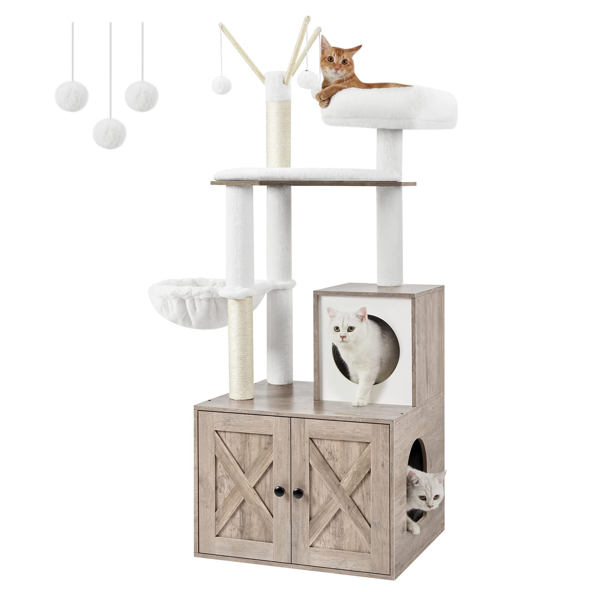 Cat tower litter sales box combo