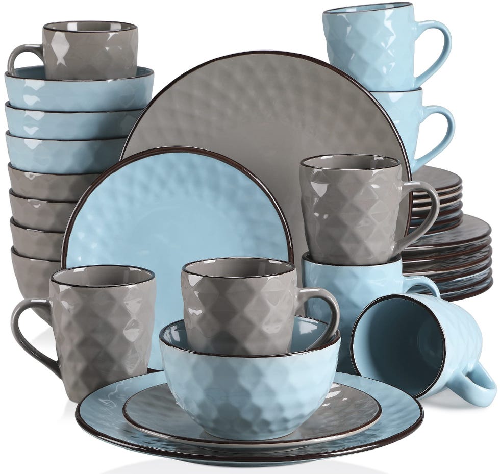 Vajilla Gem de 32 piezas con relieve