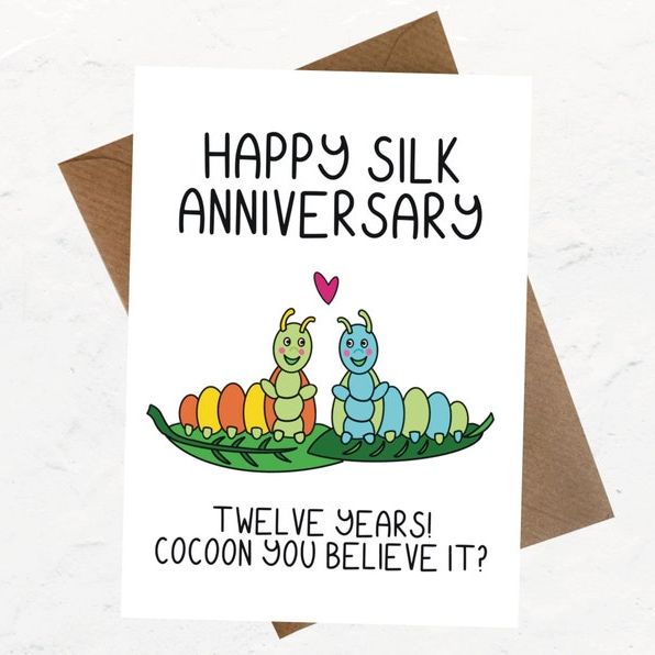 Silk Wedding Anniversary Card 