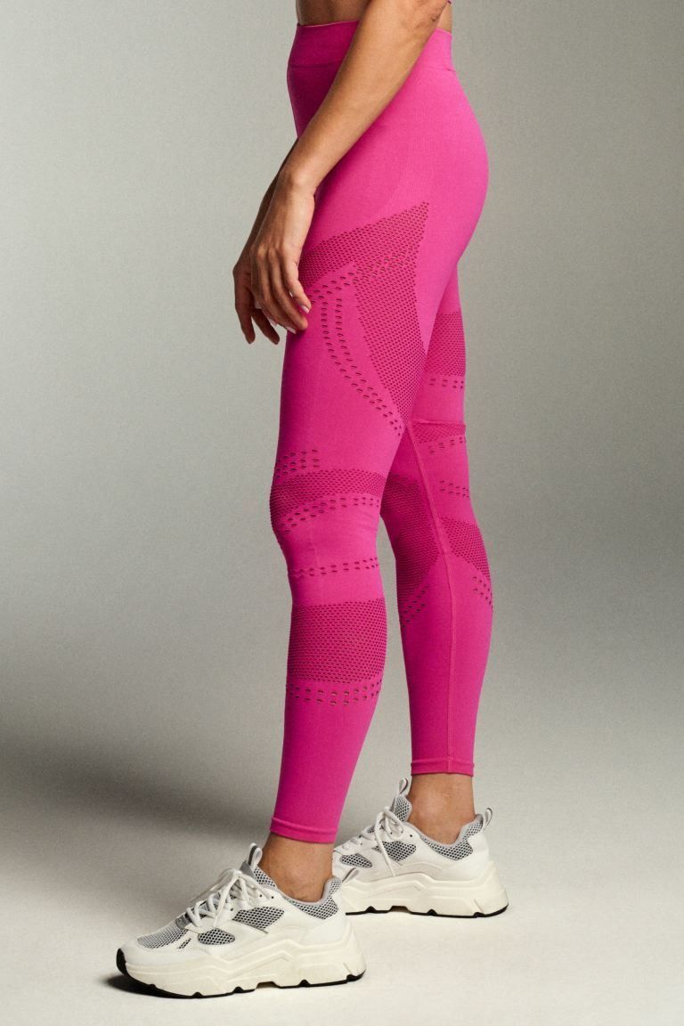 DryMove™ Mesh-detail sports tights - Black - Ladies