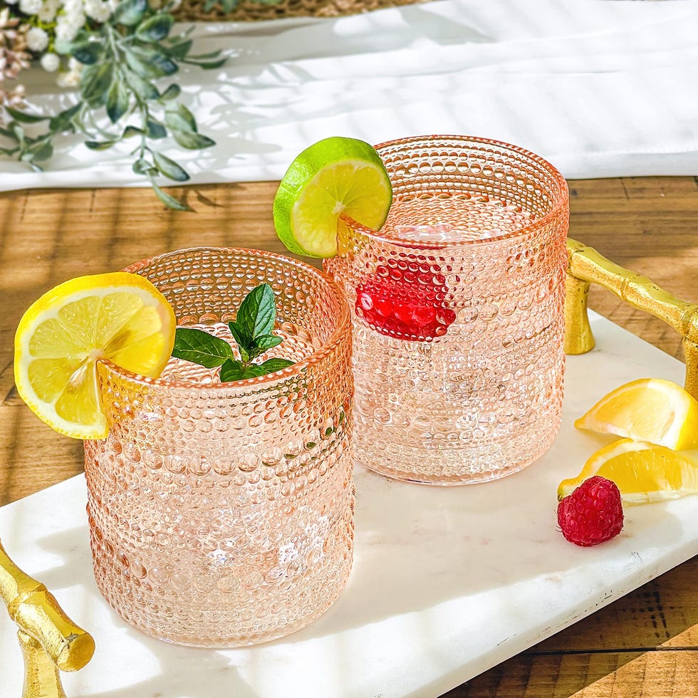 Rose Gold Hobnail Beaded Drinking Glasses