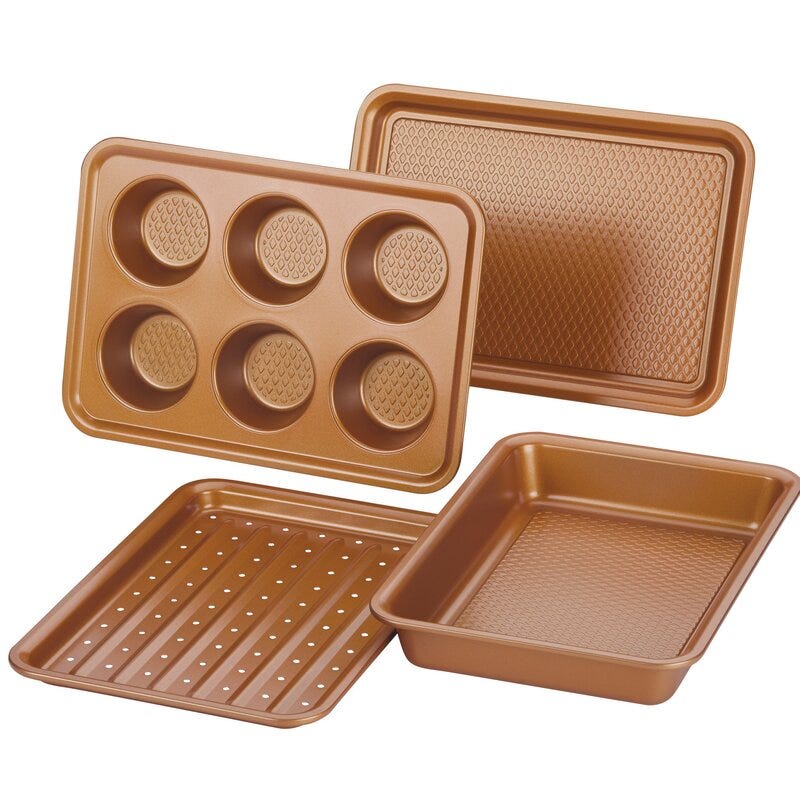 Ayesha Bakeware 4 Piece Non-Stick Steel Bakeware Set