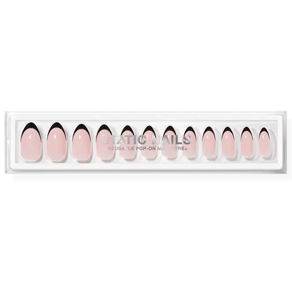 Black French Almond Reusable Pop-On Manicures Black French Almond Reusable Pop-On Manicures