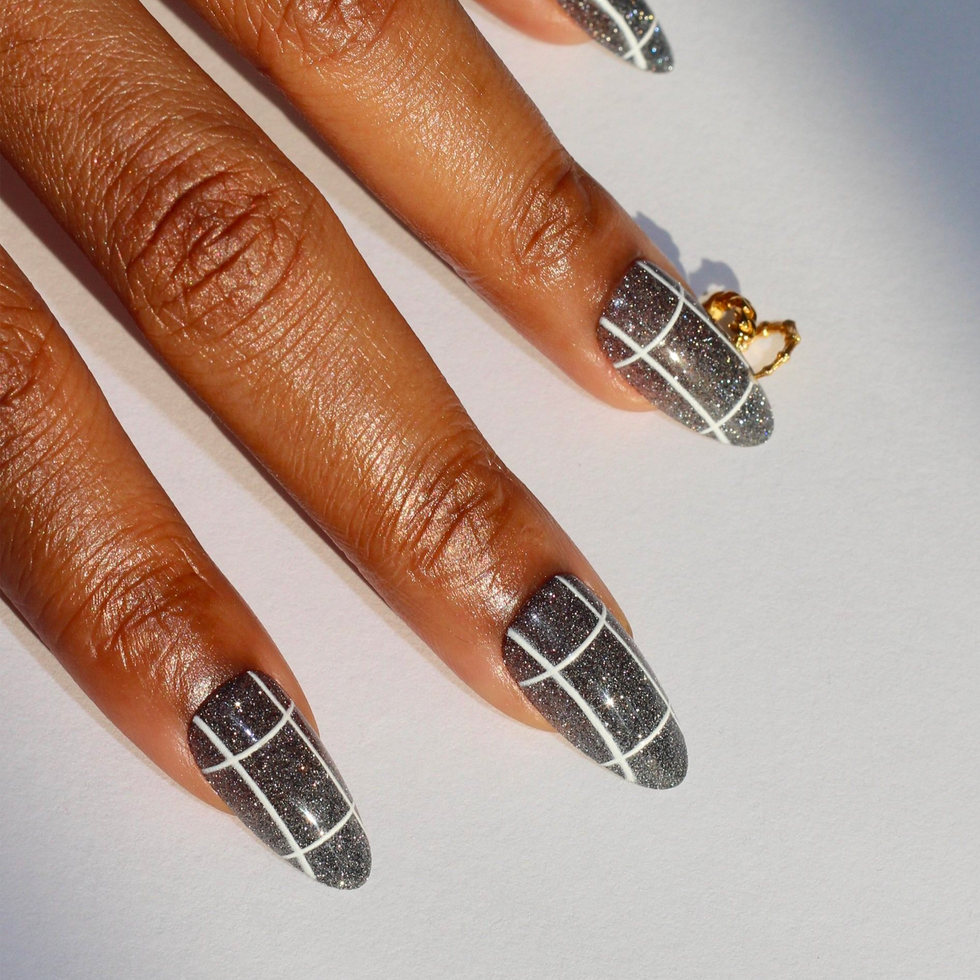 False Fake Nails Medium Coffin French Nail Art Gel Acrylic New Press on  nails