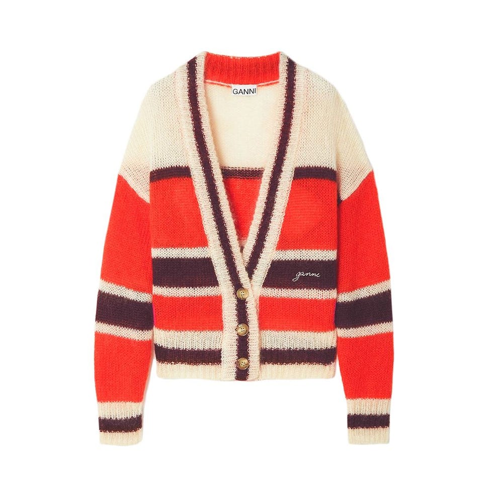 Striped Mohair-Blend Cardigan
