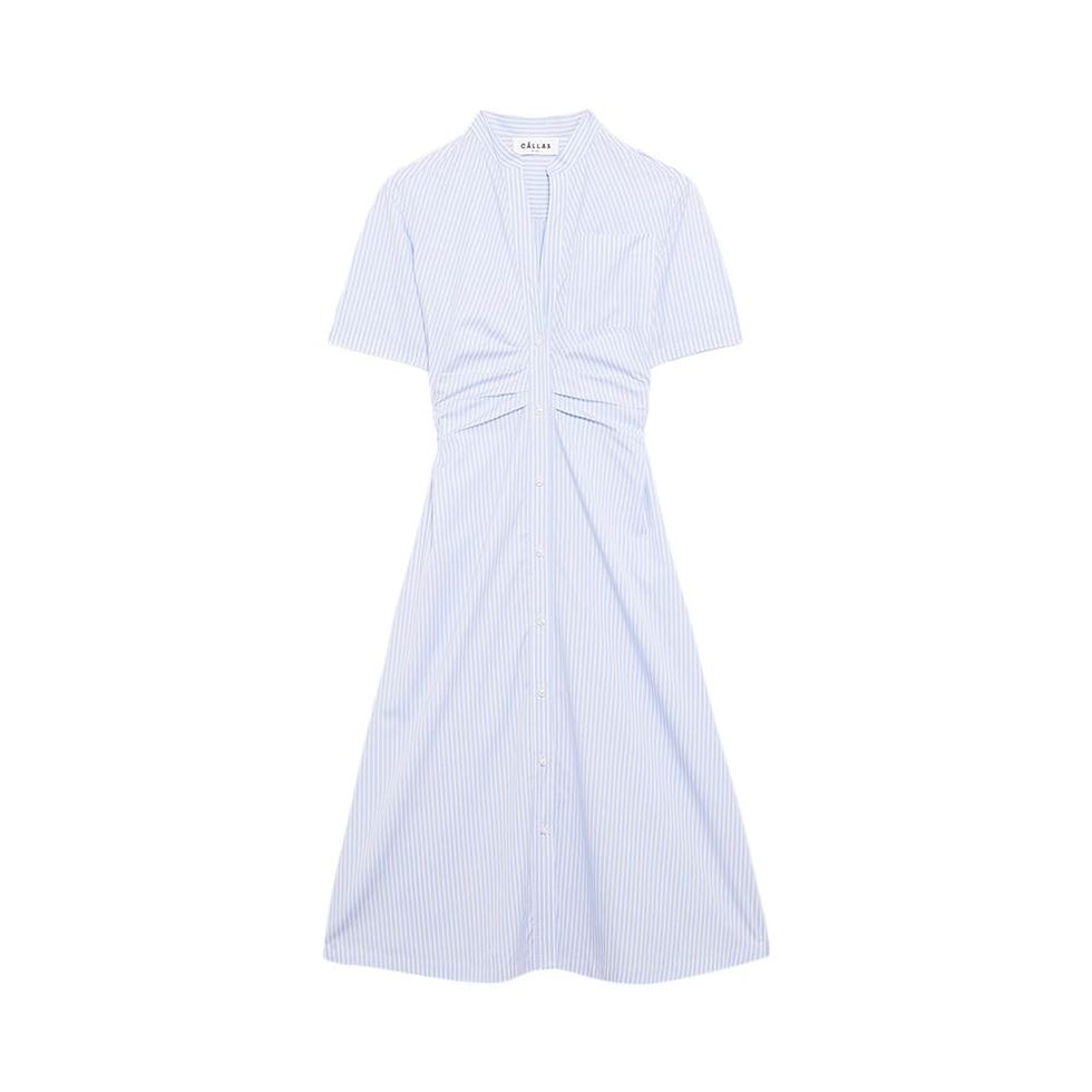 Noor Striped Short-Sleeve Midi Shirtdress