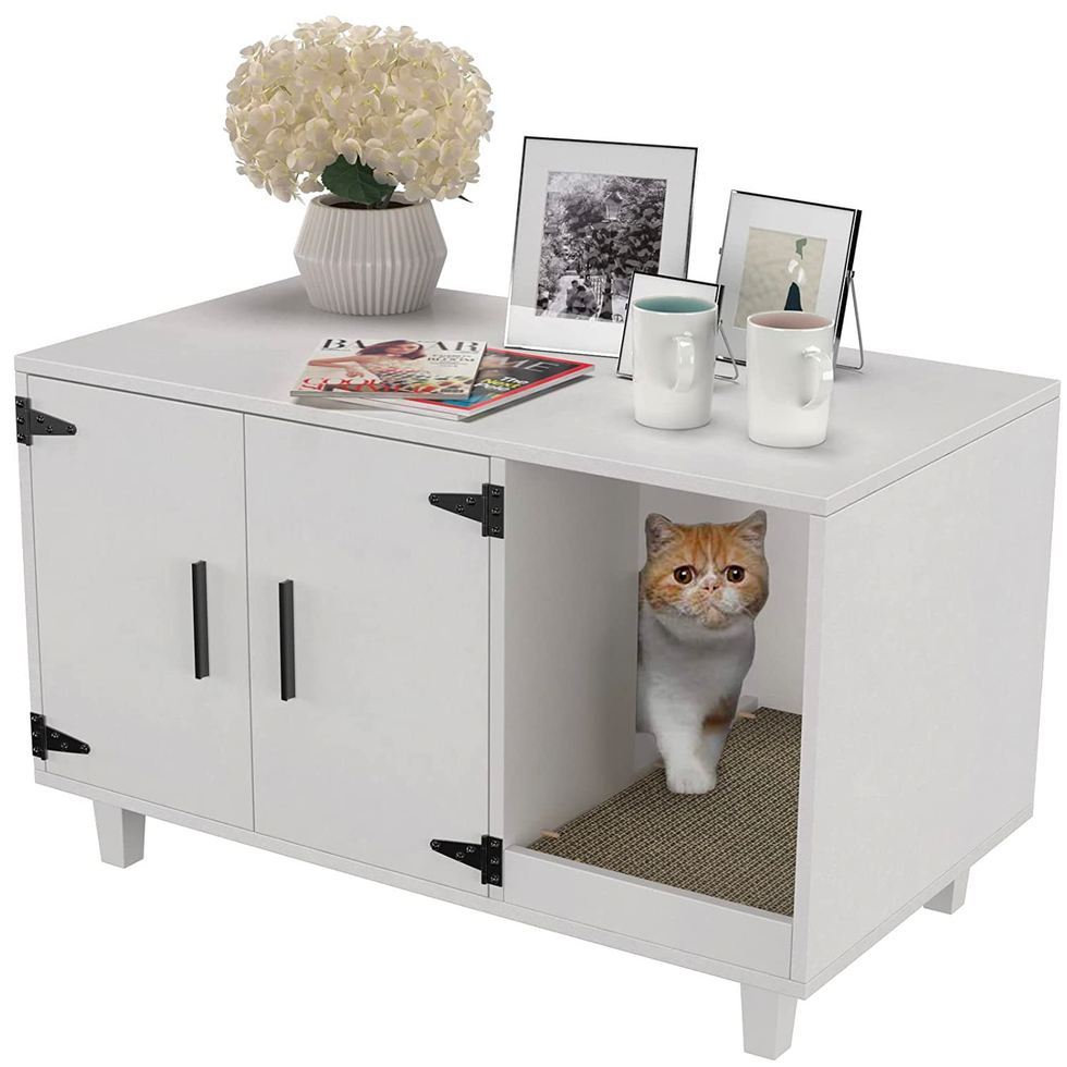 Hidden Litter Box Enclosure as Table Nightstand