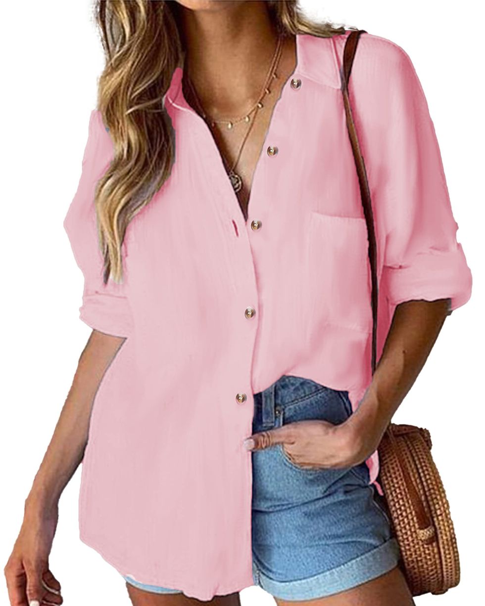 Oversized Pink Button Down Blouse