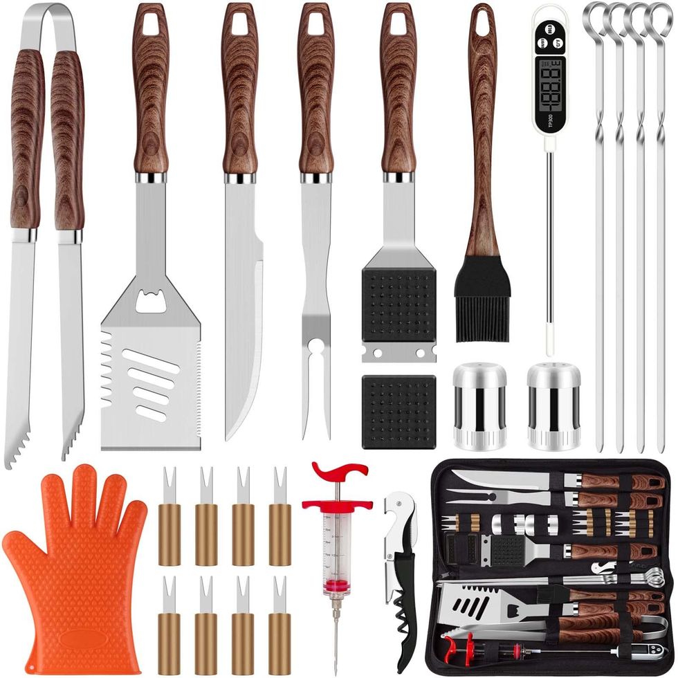 34 Pcs Grill Accessories Grilling Gifts for Men, 16 Inches Heavy Duty BBQ  Accessories, Stainless Steel Grill Tools, Grill Mats for Backyard, BBQ Gifts  Set 