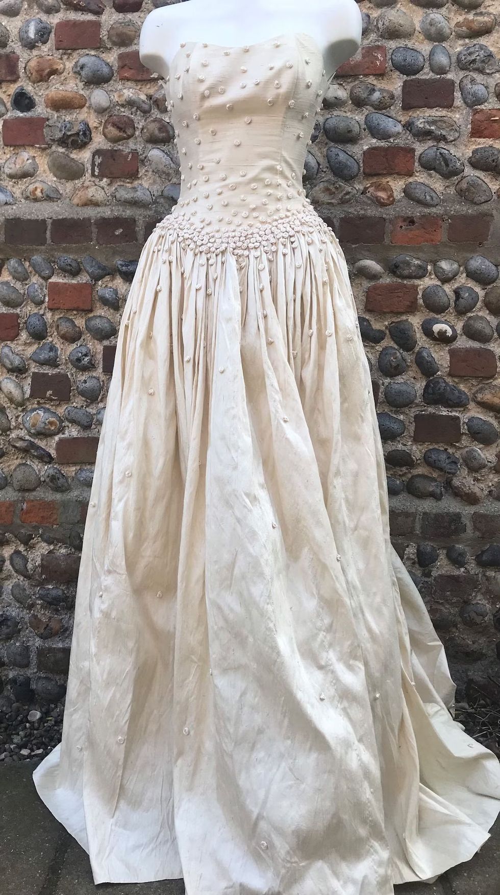 1980s Silk Wedding Dress - Size S