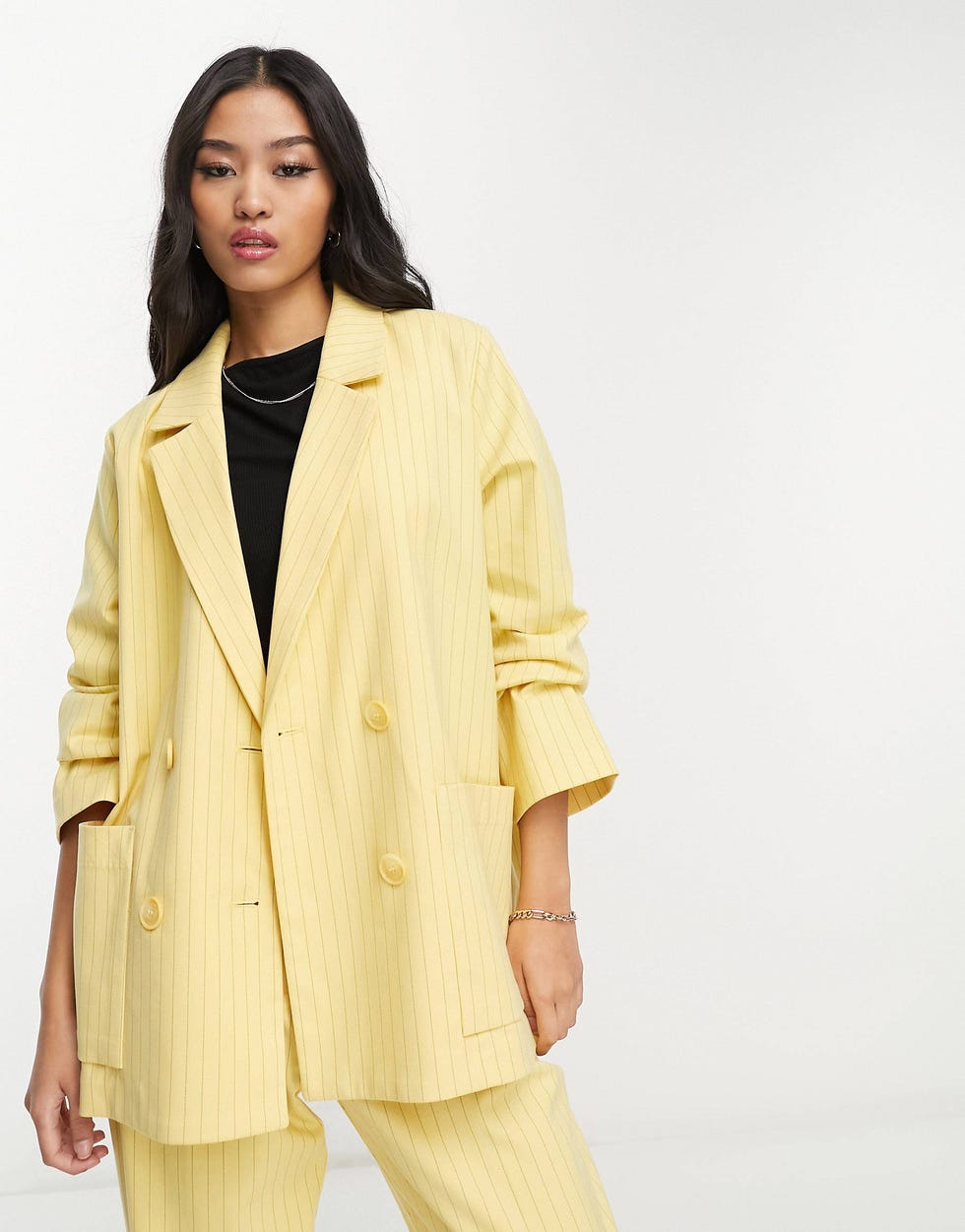 Co-ord Oversize Blazer in Yellow Pinstripe