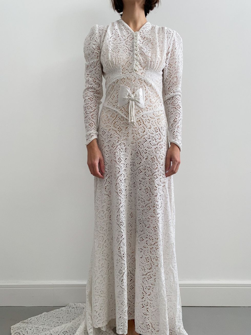 1940s Lace Wedding Dress - Size M/L