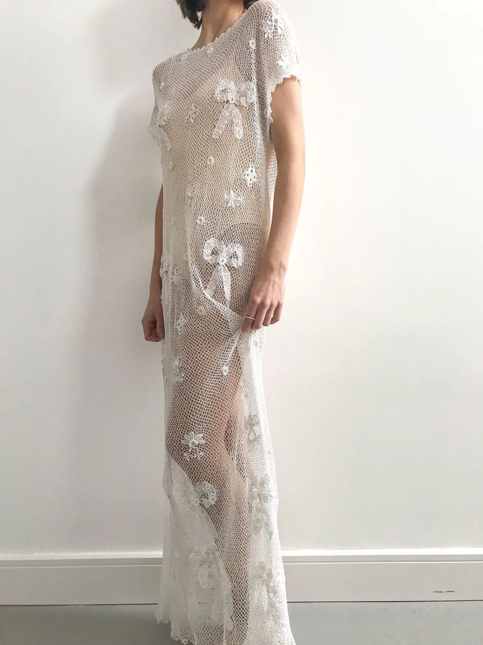 Edwardian Irish Lace Wedding Dress - Size M/L