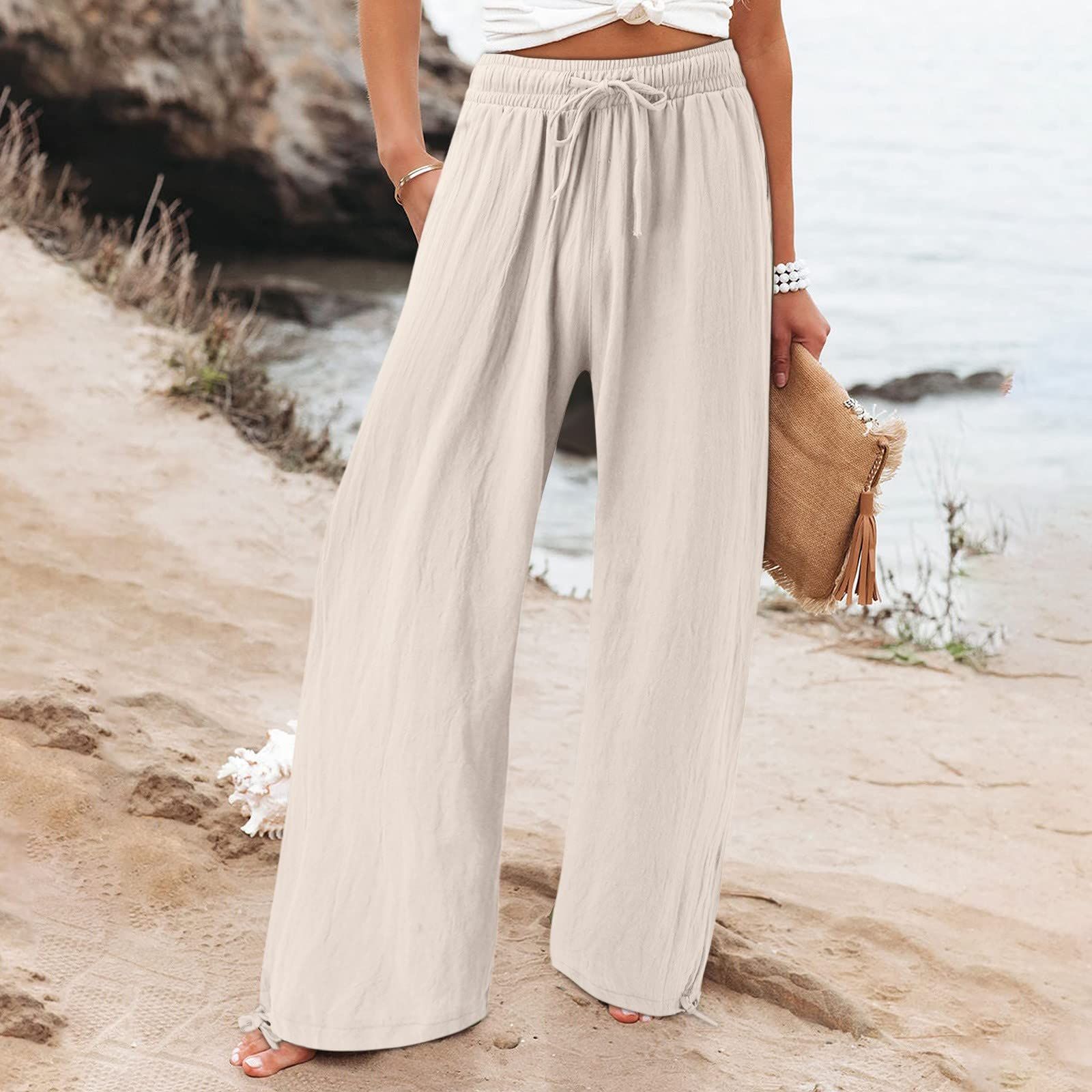 Amazon.com: Men Linen Pants Slim Fit,Mens Linen Casual Pants Fit Straight-Legs  Elastic Drawstring Loose Waist Summer Beach Yoga Pants (Khaki, M) :  Clothing, Shoes & Jewelry