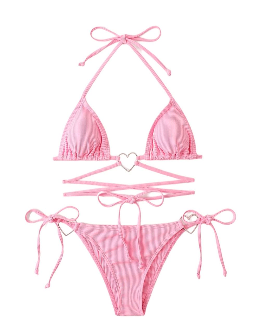 Alix Earle Models an Adorable Pink String Bikini with Dainty Bows