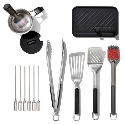 4-Piece Stainless Steel Grill Tool Set in Brushed Stainless Steel by Quince