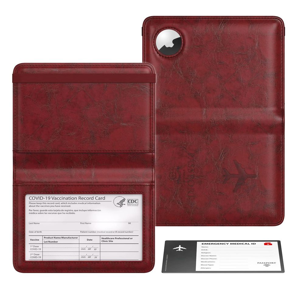 AirTag Passport Holder with Vaccine Card Slot