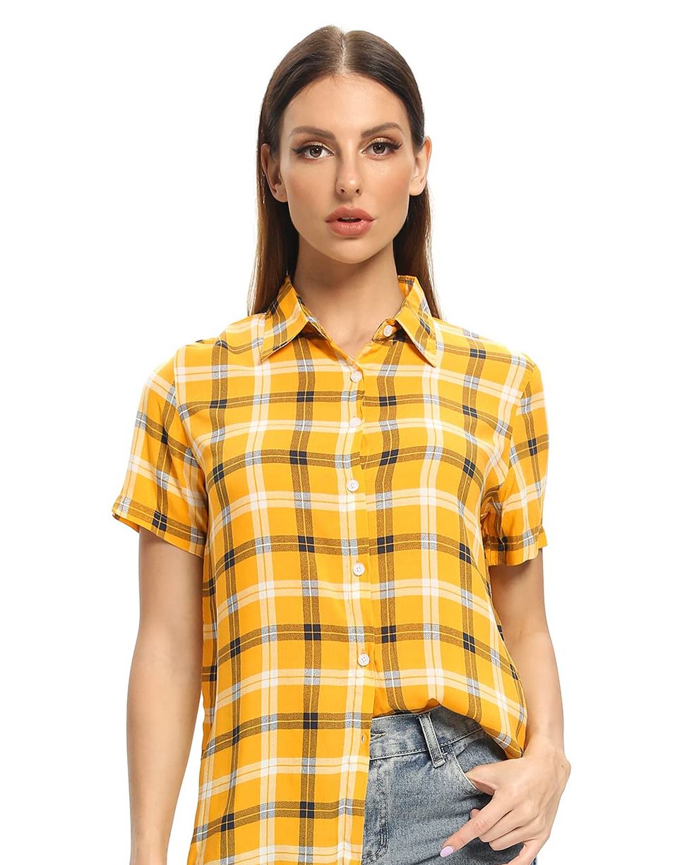 Plaid Shirt - Yellow/plaid - Ladies