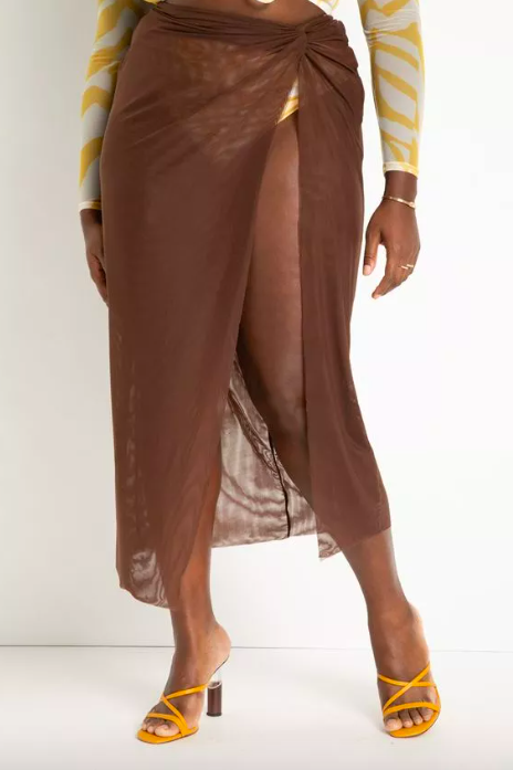 Twist Front Sarong Wrap Coverup Skirt