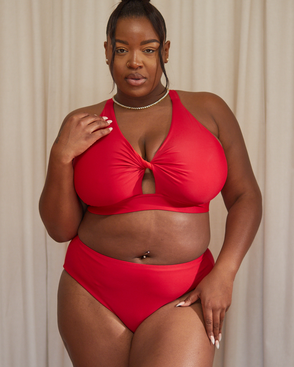 Rosa Fuller Bust Bikini Top in Cherry Red