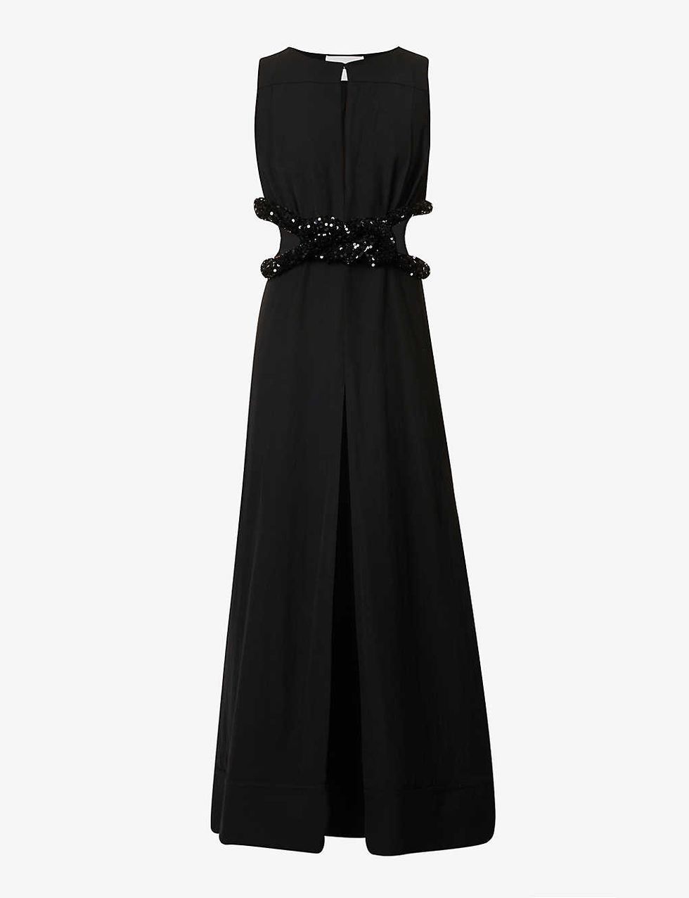 Cut-out pleated woven maxi dress