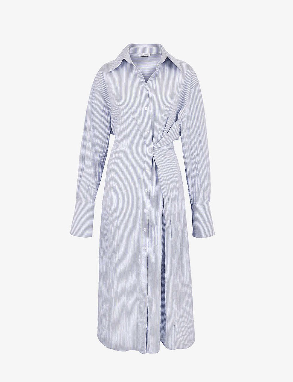 Heloise wrap-front stretch recycled-polyester blend shirt dress