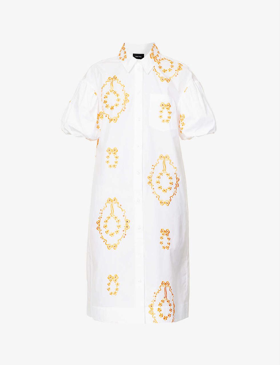 Floral-pattern cotton-poplin shirt midi dress