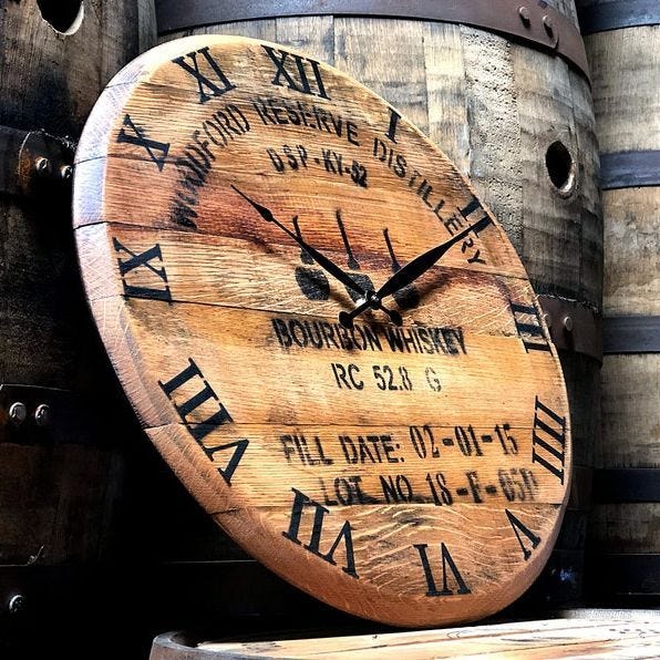 Bourbon Whiskey Barrel Clock