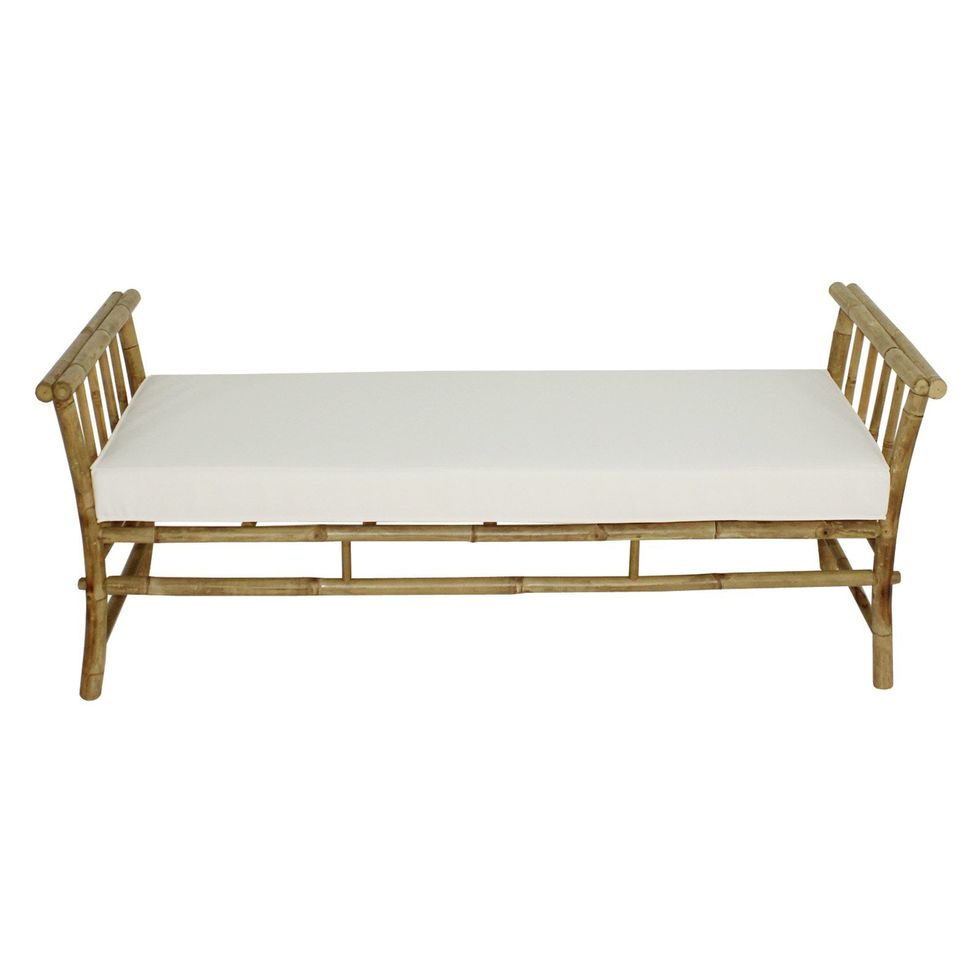 Statra Bamboo 63 in. Backless French Bench with Outdoor Cushion