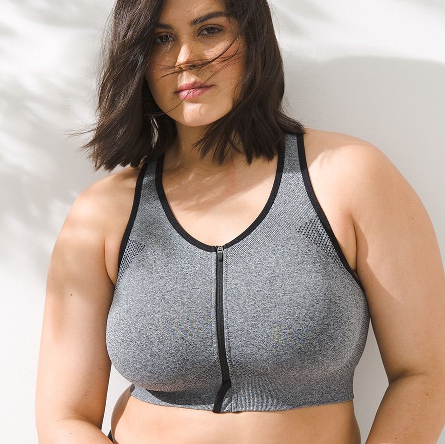 Women High Impact Support Sports Bra Front Zip Closure Padded Plus Size  Workout