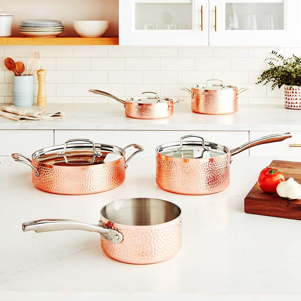 Hammered Collection Copper Cookware Set