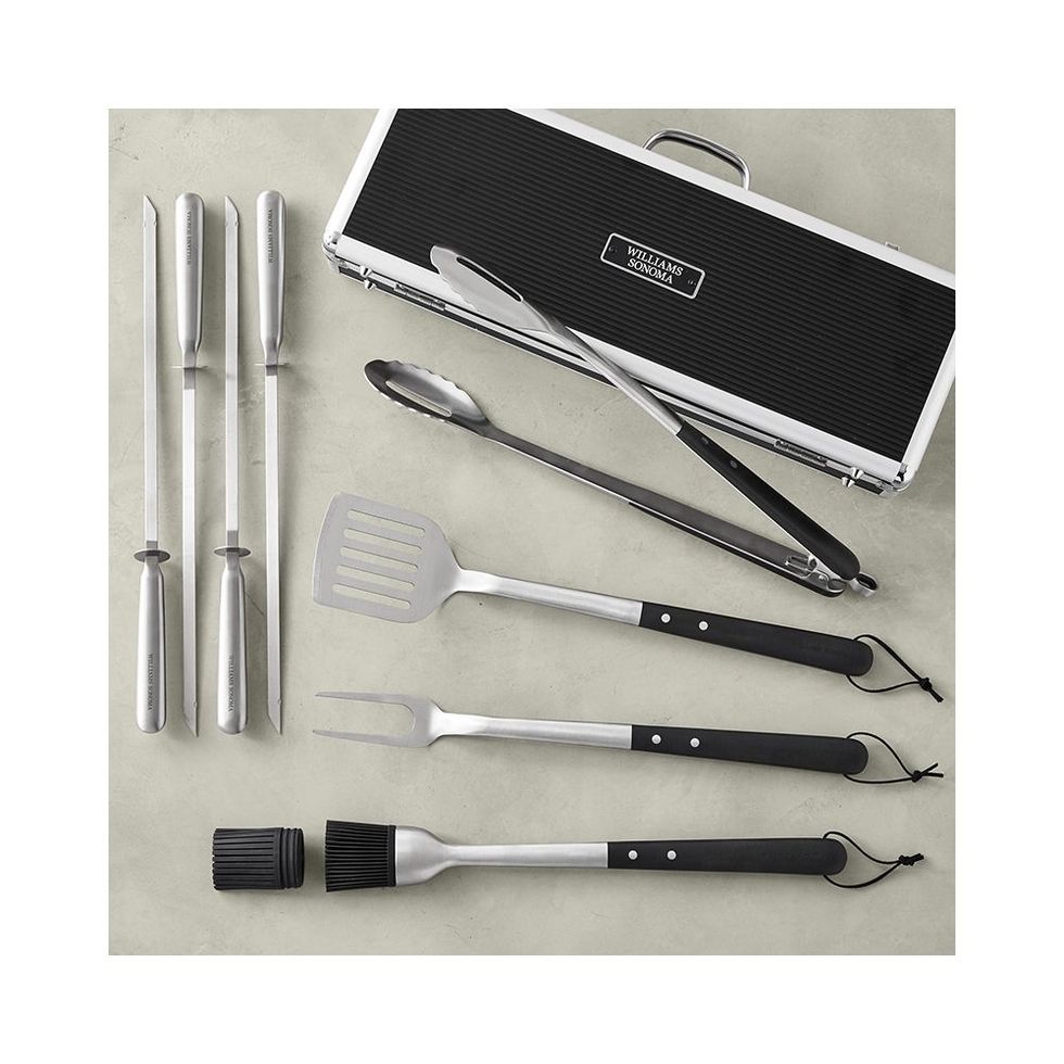 4-Piece BBQ Set in Case, Black Handle and Skewers Pack