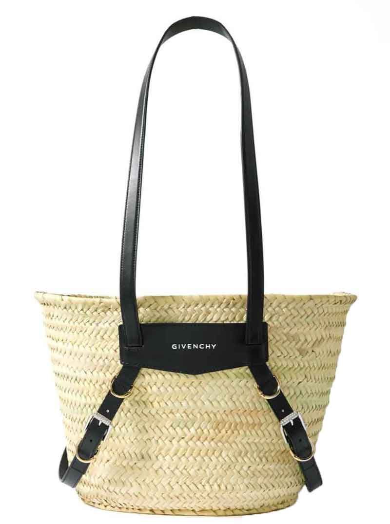 Voyou Medium Buckled Leather-Trimmed Straw Tote