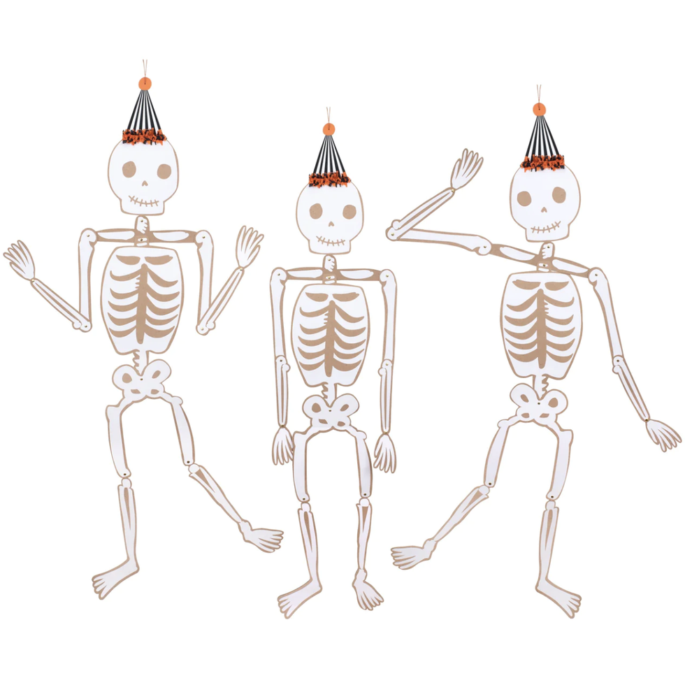Vintage Giant Halloween Jointed Skeletons, Pack of 3