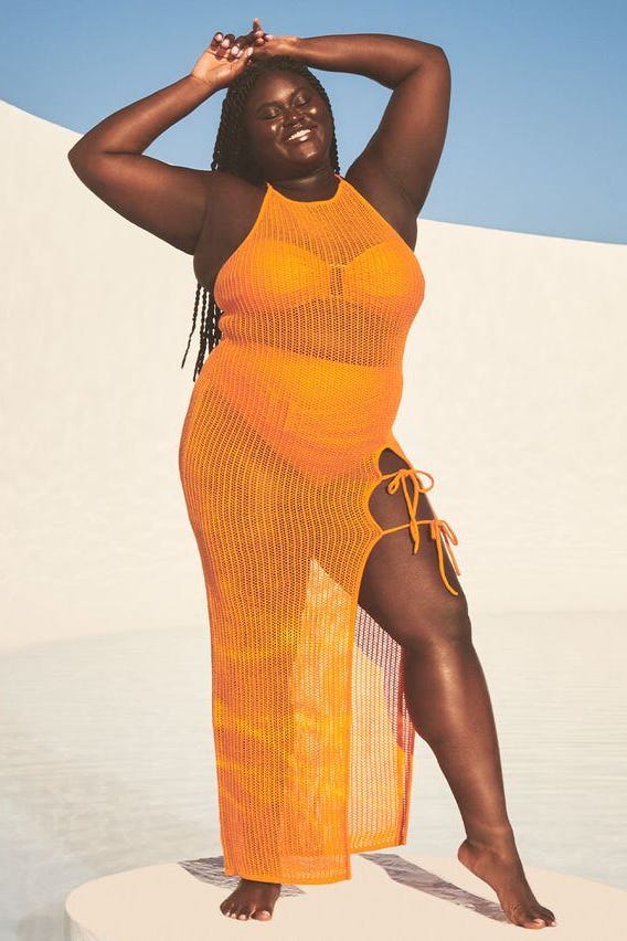 High Slit Crochet Coverup Maxi Dress High Slit Crochet Coverup Maxi Dress