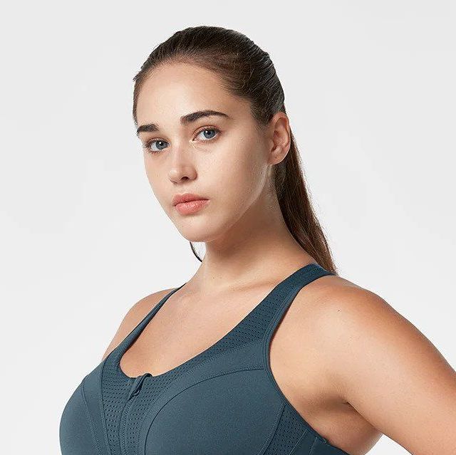 Yvette Zip Front Sports Bra - High Impact Sports Bras for Women Plus Size  Workout Fitness Running Black X-Large Plus