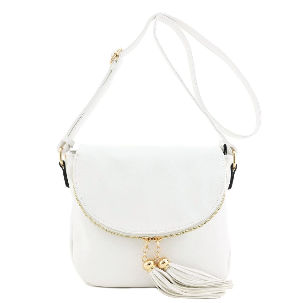 Tassel Accent Crossbody Bag With Flap Top