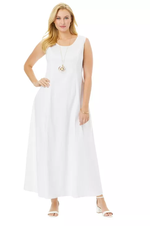 Jessica London Women's Plus Size Hi-low Linen Tunic - 28 W, White : Target