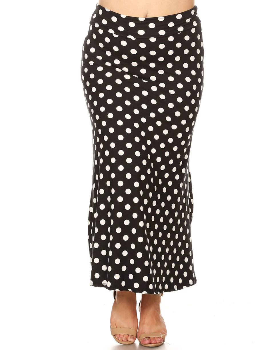 Plus Size Polka Dot Maxi Skirt