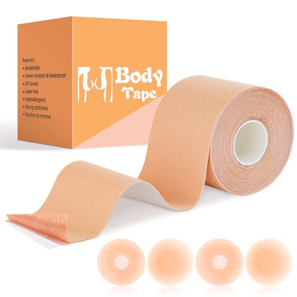 Boob Tape Kit, Breast Lift Tape, Waterproof & Breathable Breast Tape for  Large Breasts Lift and Chest Support, with 2 Reusable Silicone Nipple  Covers