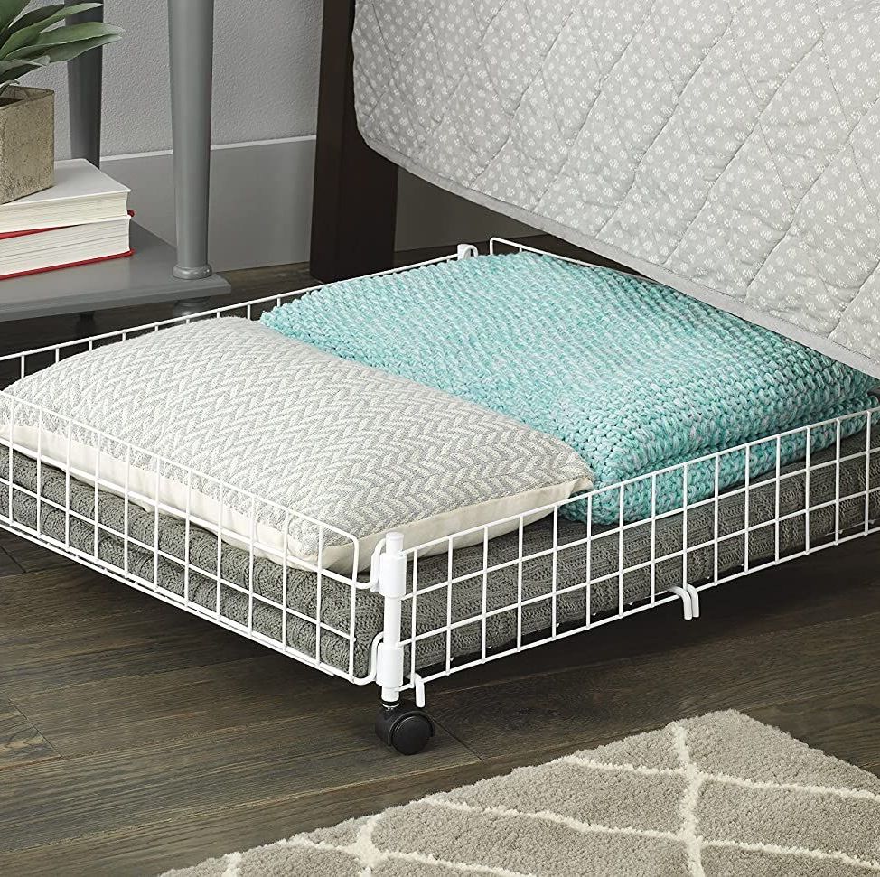 Rolling Underbed Cart White Wire