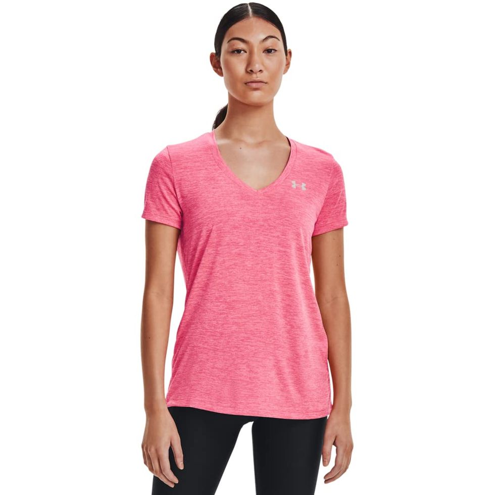 UNDER ARMOUR Women's Light Weight GEAR Pink XL X-Large Long Sleeve V-Neck  Shirt