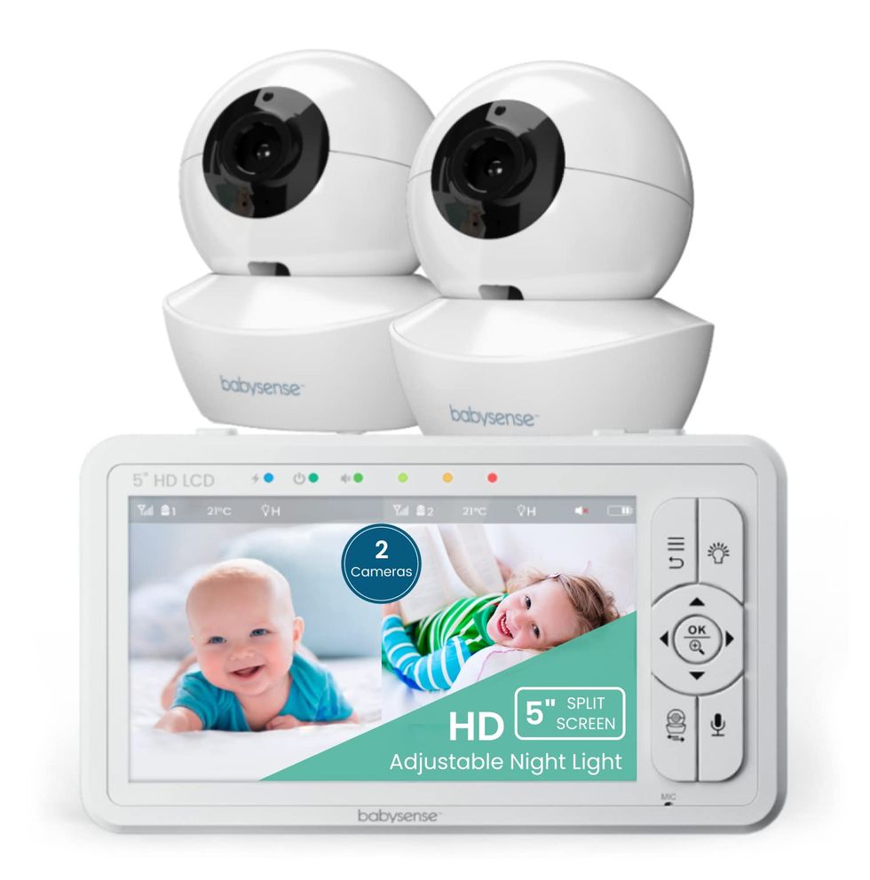 HD Split-Screen Video Baby Monitor with Two Cameras and Remote