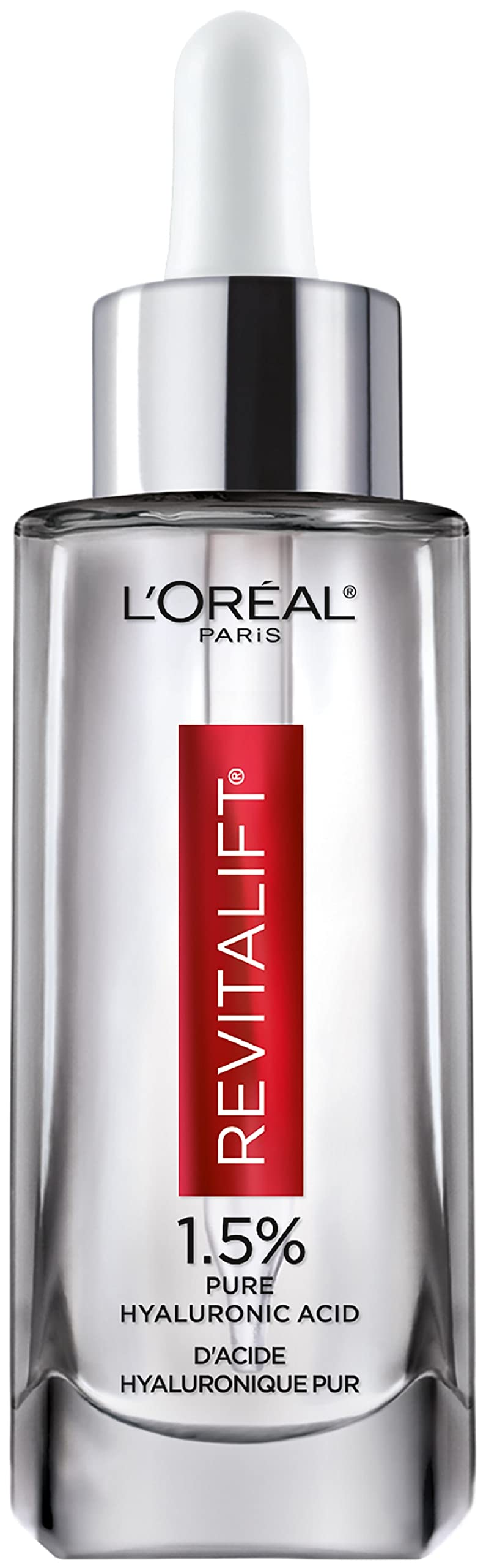 L'Oreal Paris Revitalift 1.5% Pure Hyaluronic Acid Face Serum, Large Format, to Hydrate, Visibly Plump Skin, & Reduce Wrinkles, Fragrance Free 1 .7 oz