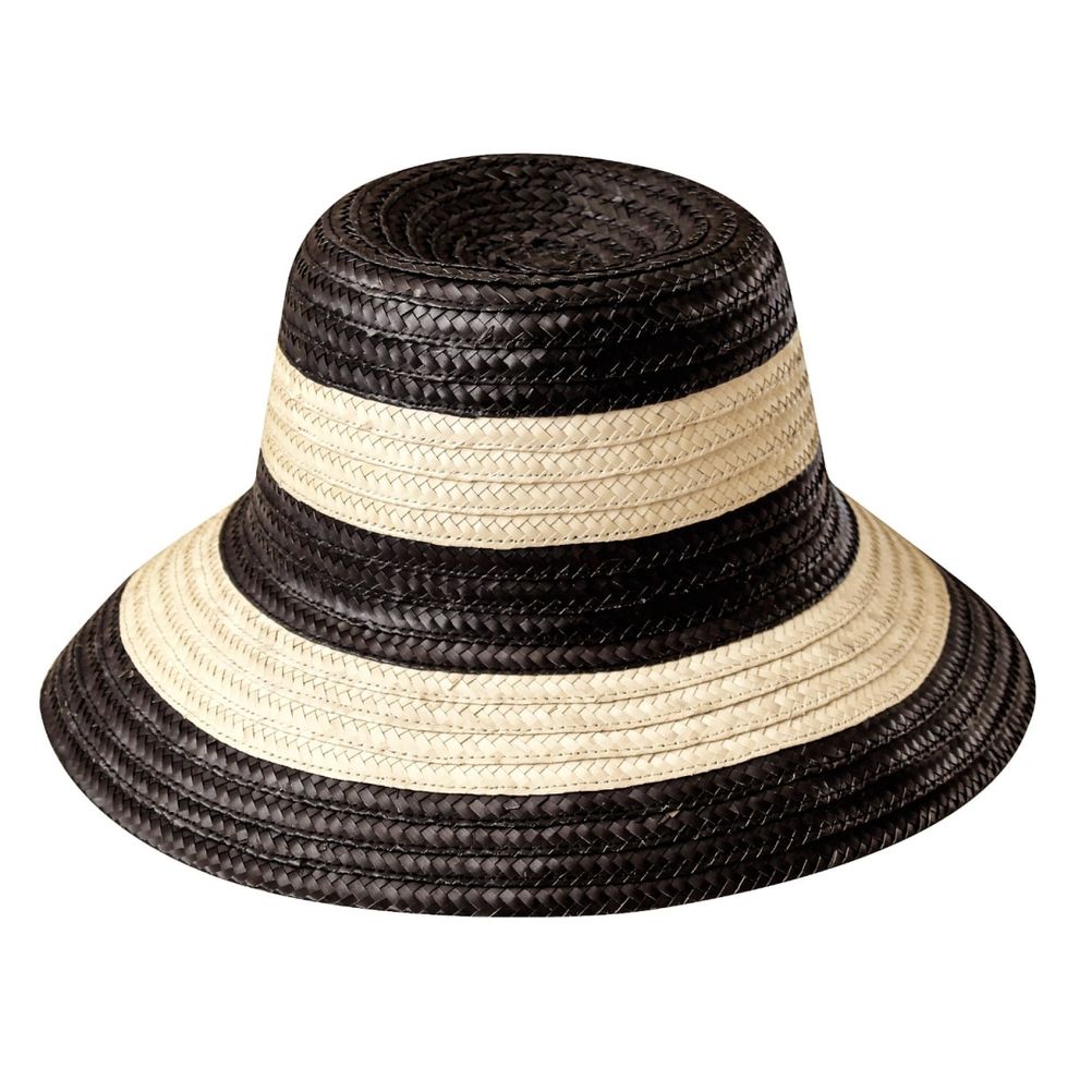 Nona Striped Bucket Palm Straw Hat