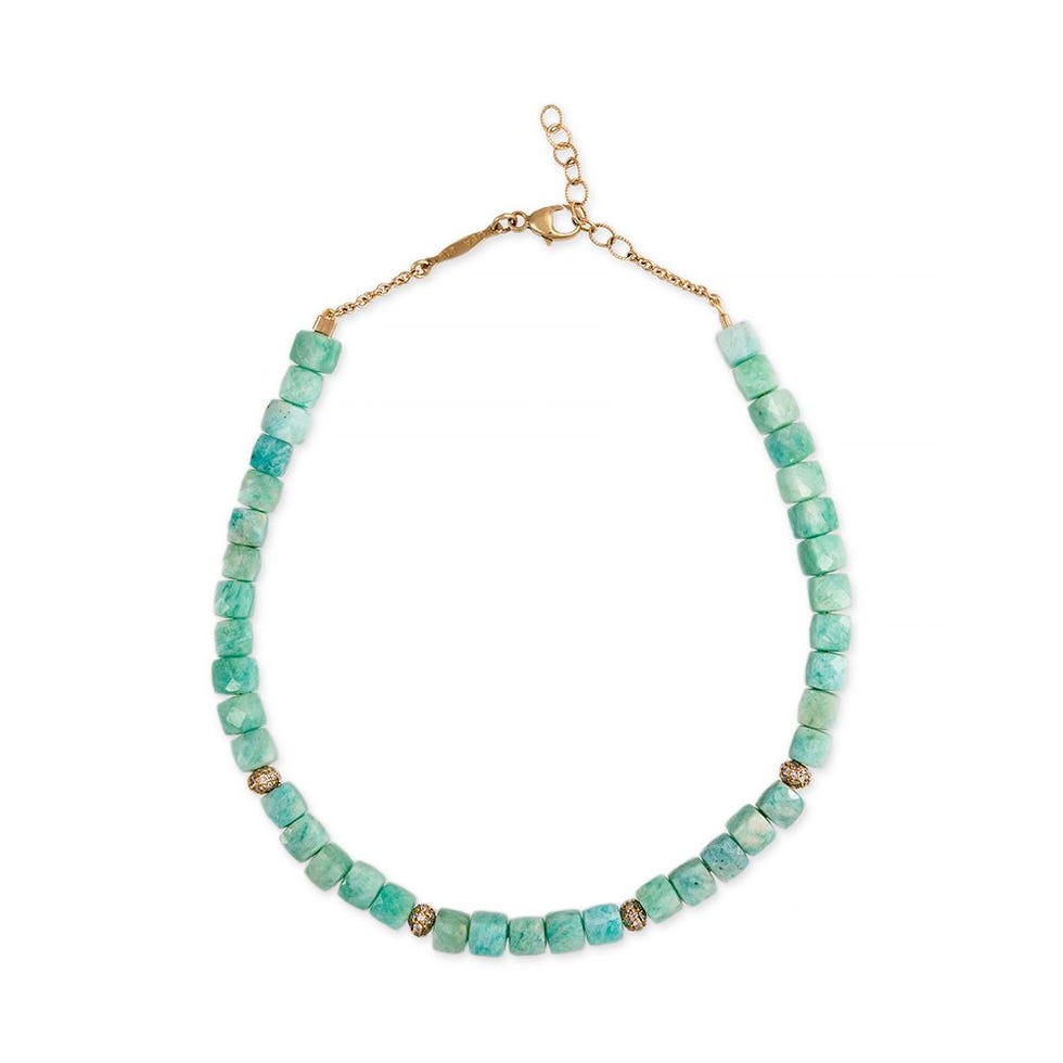 Amazonite and Diamond Anklet