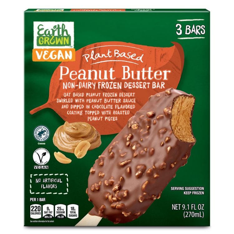 Peanut Butter Non Dairy Ice Cream Bar, 3 count