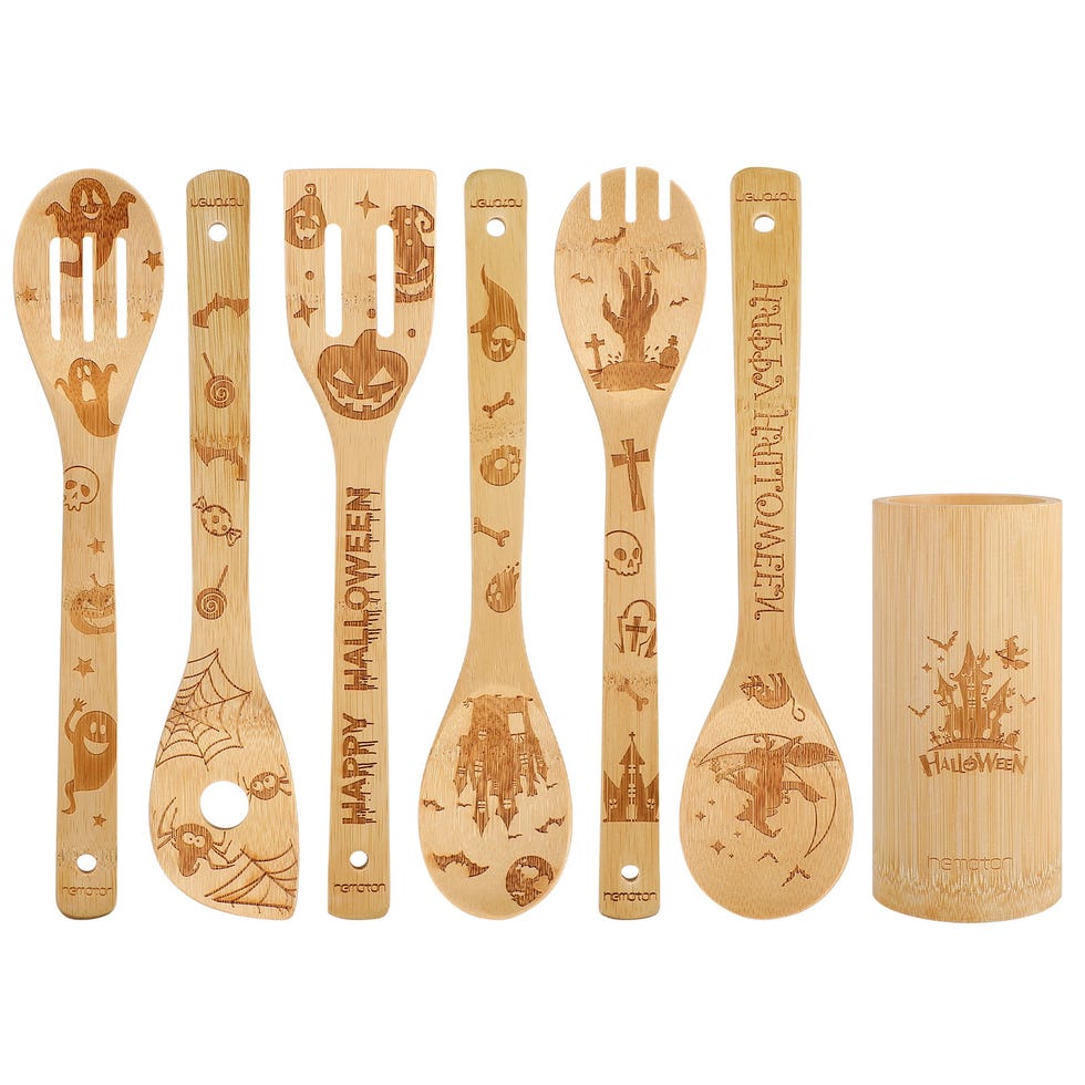 Halloween Bamboo Serving Utensil Set